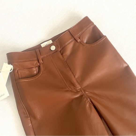 Aritzia Wilfred Melina Vegan Leather Pants in Cognac - Picture 4 of 8